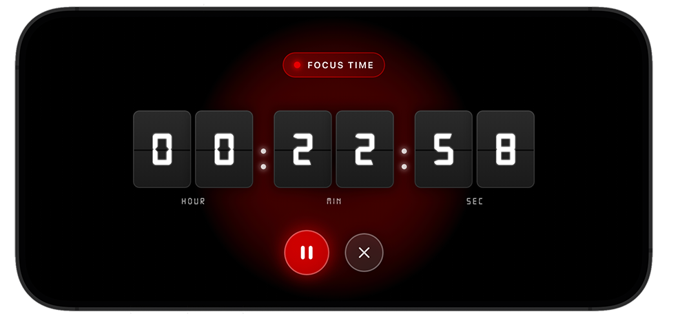 Full screen focus timer